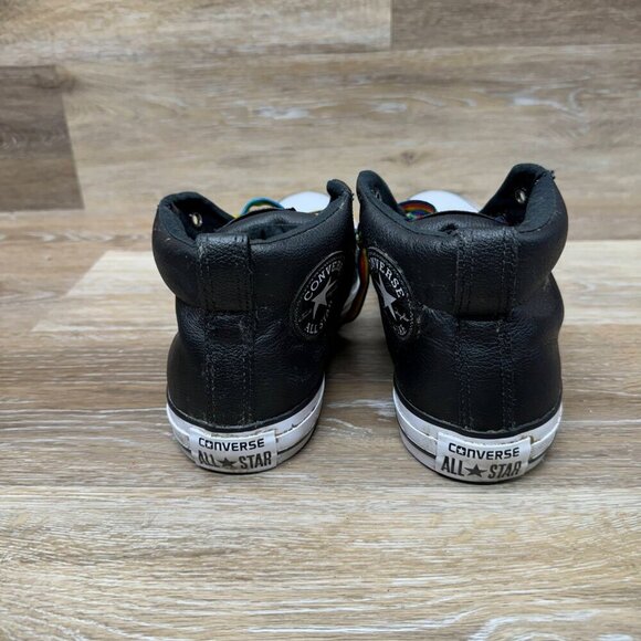 Converse CT Street Mid-Black Leather- Rainbow Laces Men s Size 8 - Picture 3 of 6